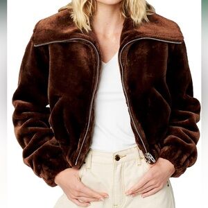 LIKE NEW Blank NYC Brown Faux Fur Jacket